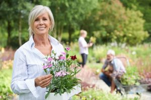 mature woman smiling outdoors